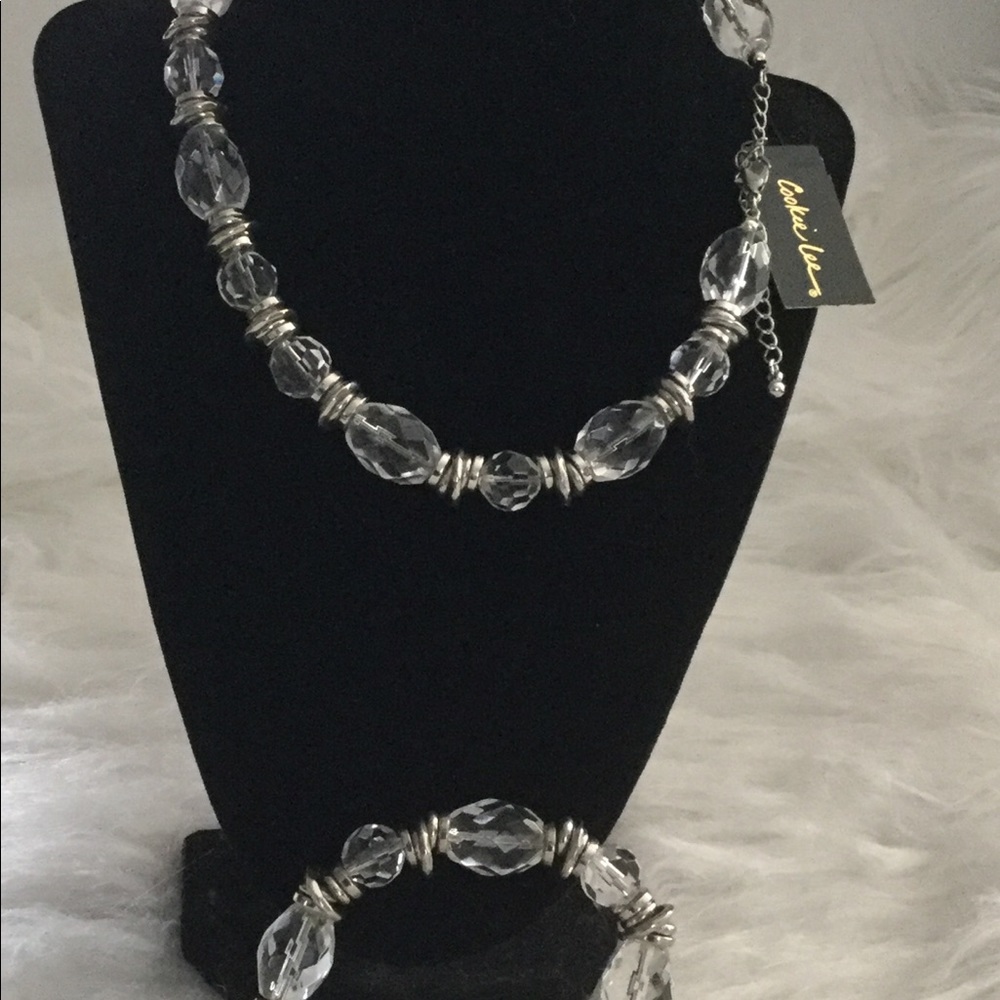 Cookie Lee Bracelet and Necklace Faceted Glass